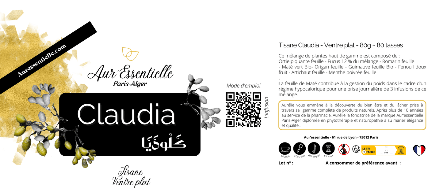 CLAUDIA - TISANE MINCEUR VENTRE PLAT - Auressentielle - 80 g (24.90€) - Aur'essentielle